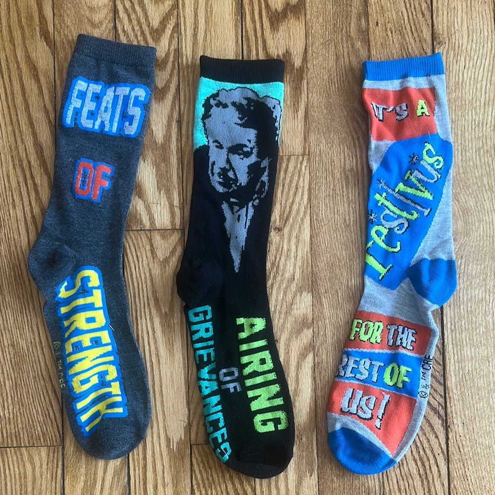 Novelty Festive Socks Set - Gray, Black, Blue